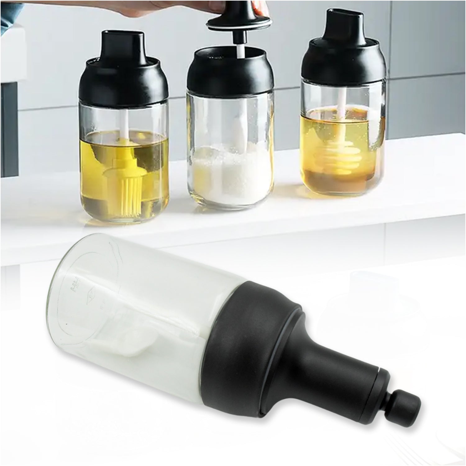 5522 Heat-Resistant Condiment Container Seasoning Box Glass Condiment Canisters Pots Bottle with Serving Spoons for Salt Spice Honey Sugar BBQ Resturant Jar, Oil Bottle Honey Jar Dispenser, Airtight Cap Transparent (1 Pc) 5522 Heat-Resistant Condiment Container Seasoning Box Glass Condiment Canisters Pots Bottle with Serving Spoons for Salt Spice Honey Sugar BBQ Resturant Jar, Oil Bottle Honey Jar Dispenser, Airtight Cap Transparent (1 Pc)